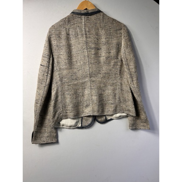 Akris Blazer Fitted Hemp Silk Wool Blend Tweed Blazer Oatmeal M/L Workwear - Picture 6 of 13